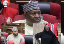 WATCH THE MOMENT EMBATTLED MALAMI ARRIVED KEBBI WITH HIS SON AND WIFE TO A TUMULTUOUS WELCOME AS THEY FACE 8.7BILLION FRAUD CHARGE