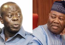 OSHIOMHOLE ASKS AKPABIO TO RESIGN AS SENATE PRESIDENT FOR TRYING TO AMEND SENATE RULES TO IMPUGN RIGHT OF OTHERS