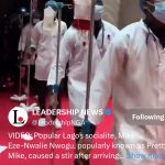 WATCH THE MOMENT LAGOS SOCIALITE, PRETTY MIKE ENTERED PELLER AND JARVIS WEDDING WITH ENTOURAGE DRESSED AS MEDICAL PERSONNEL