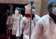 WATCH THE MOMENT LAGOS SOCIALITE, PRETTY MIKE ENTERED PELLER AND JARVIS WEDDING WITH ENTOURAGE DRESSED AS MEDICAL PERSONNEL