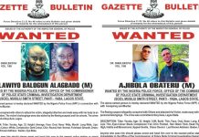 POLICE DECLARES TWO WANTED FOR MURDER IN LAGOS